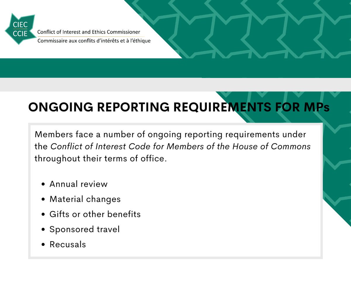 Each year, #MPs must review the information they gave the #Ethics Commissioner’s Office and file a new disclosure statement. Summary is then posted in the public registry. #HoC View public registry: bit.ly/3zdQiz8