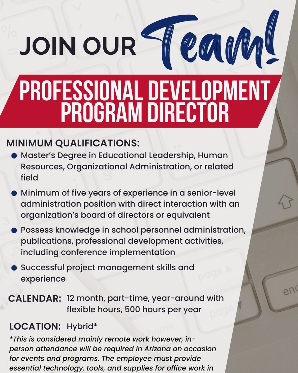 azaspaa's tweet photo. ๐ WE'RE HIRING! ๐ข Join our team in this hybrid, part-time role at $60/hr. ๐ฐโจ
*Application deadline is 01/31/2024. Apply now๐ https://t.co/44S6w2RkqI
#JobOpening #ProfessionalDevelopment #ASPAA #HR #Hiring #NowHiring #JobsinAz #HiringinAZ #CareersinHR #HumanResources https://t.co/qTkh4I6vKh