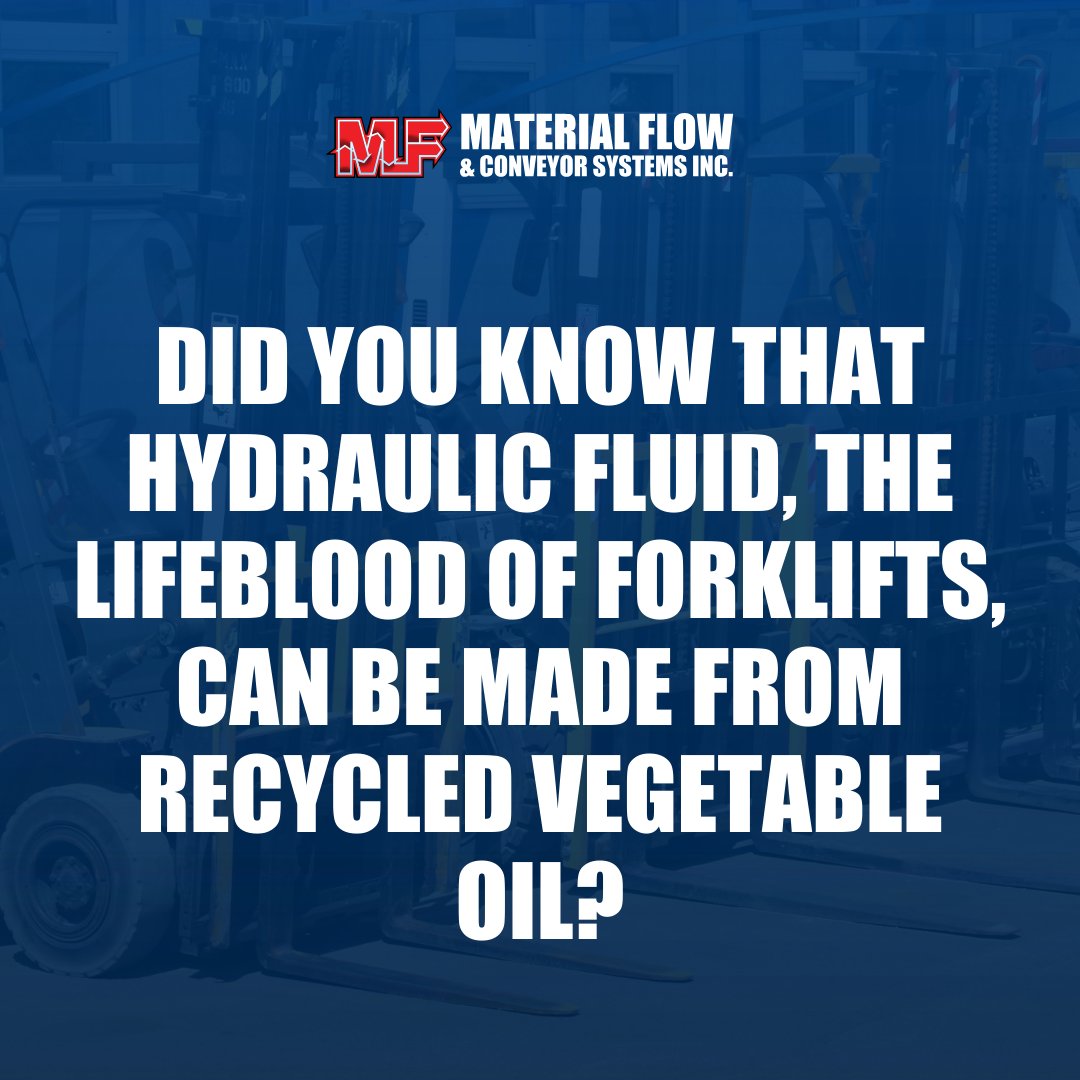 MaterialFlow's tweet image. Traditional hydraulic fluid is petroleum-based, however bio-based hydraulic fluid is made from recycled vegetable oil and is therefore renewable, biodegradable, and non-toxic!🌎💖 #GreenTechnology #PlanetPositive #FriesToFuel #FunFactFriday #MaterialFlow