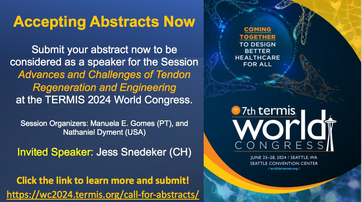 Manuela E. Gomes (@manuelaegomes) on Twitter photo Excited to be organizing this Session at the TERMIS World Meeting in Seattle with Nathaniel Dyment and having Jess Snedeker as invited speaker! Submit your abstract, deadline is approaching soon! <a href="/TERMISAM/">TERMIS-AM</a> <a href="/DymentLabPenn/">Dyment Lab</a> <a href="/SnedekerLab/">The Snedeker Lab</a> Excited to be organizing this Session at the TERMIS World Meeting in Seattle with Nathaniel Dyment and having Jess Snedeker as invited speaker! Submit your abstract, deadline is approaching soon! <a href="/TERMISAM/">TERMIS-AM</a> <a href="/DymentLabPenn/">Dyment Lab</a> <a href="/SnedekerLab/">The Snedeker Lab</a>