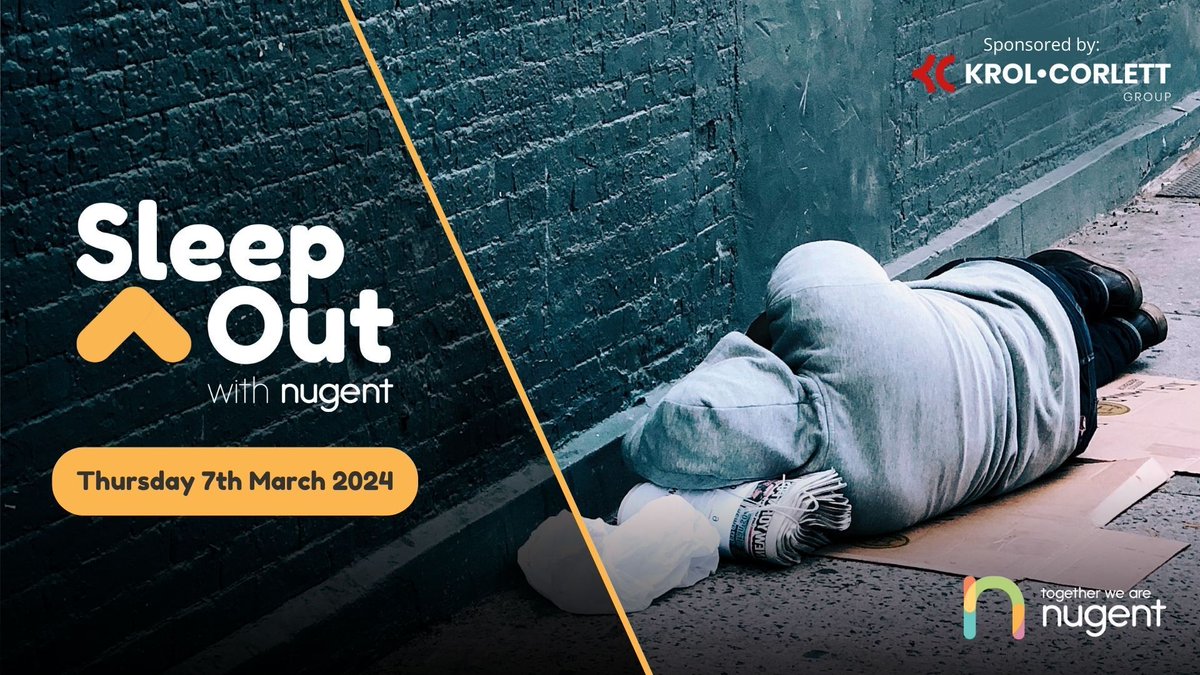 Join us for #SleepOutwithNugent on 7th March 2024 sponsored by @krolcorlett Experience just a fraction of the challenges faced by those suffering from homelessness as you give up your bed for the night. Info/Sign up: Contact our fundraising team at fundraising@wearenugent.org