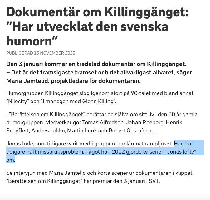 @Andreaspaakern @svtnyheter @andreslokko Det hör verkligen inte hemma där. Det är väldigt grisigt. Kontext: Humorproduktion Men jag framställs som så vrakig att jag 'har lämnat rampljuset' och inte producerar nåt vettigt alls. Vilket inte stämmer. Förstår alla proffskomiker som besöker: youtube.com/channel/UCMP8d…