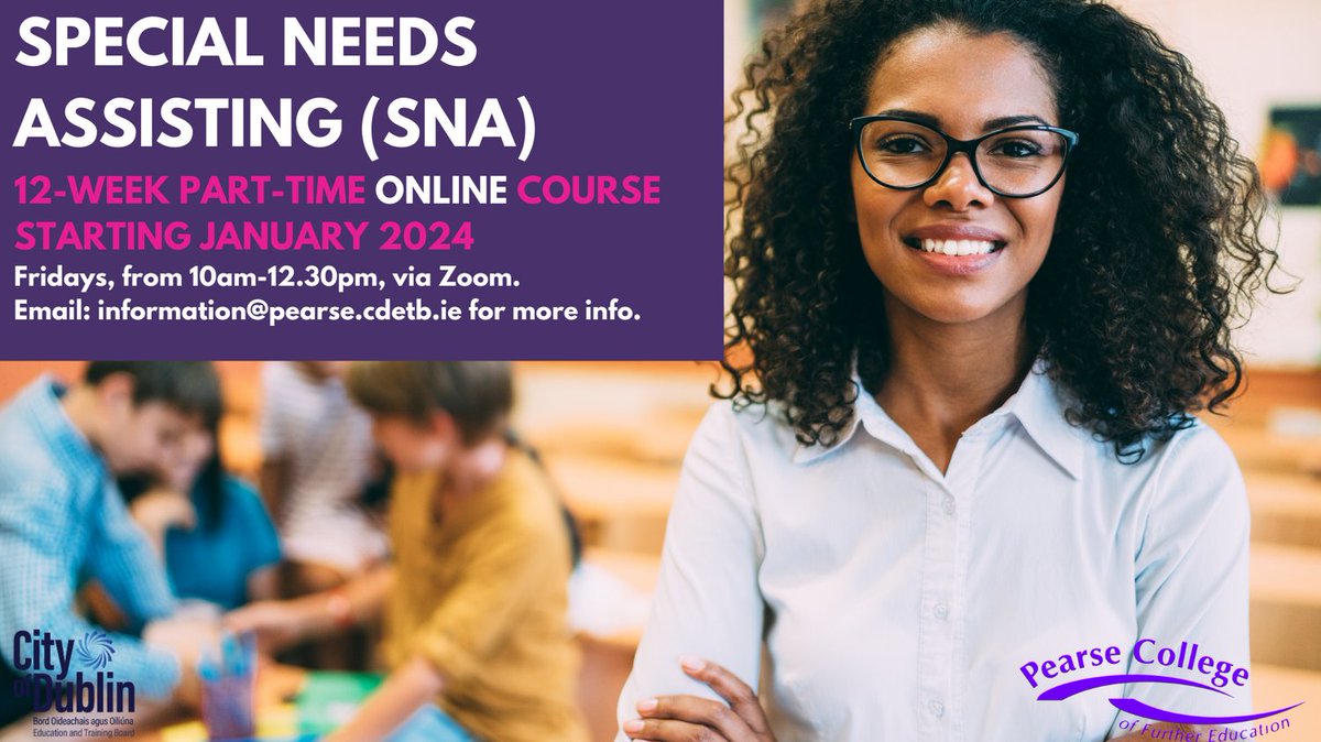 Perfect for those looking to work as an #SNA or for those working or looking to work in the field of childcare, #PearseCollege's #QQI accredited Level 5 course is part-time, ONLINE, and free to those eligible for #BTEI. Fridays, 10am-12.30pm

#APPLYNOW