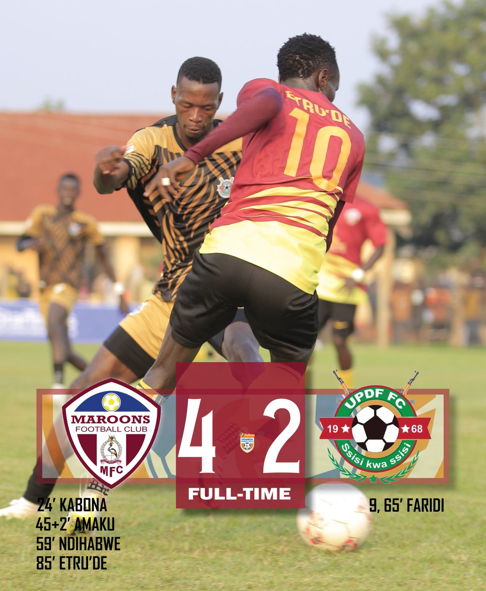 OfficialMaroons's tweet photo. #SUPLMD15
FULL-TIME
#MAR 🔴||4:2||⚫ #UPDF
#MARFC || #MARUPDF ||#StarTimesUPL https://t.co/cpnKcmc98D