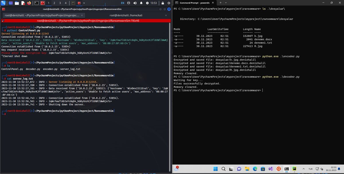 RansomwareSim es una aplicación de simulación de ransomware desarrollada con fines educativos y de formación

Diseñada para demostrar cómo un ransomware cifra archivos en un sistema y se comunica con un servidor de comando y control
github.com/HalilDeniz/Ran…