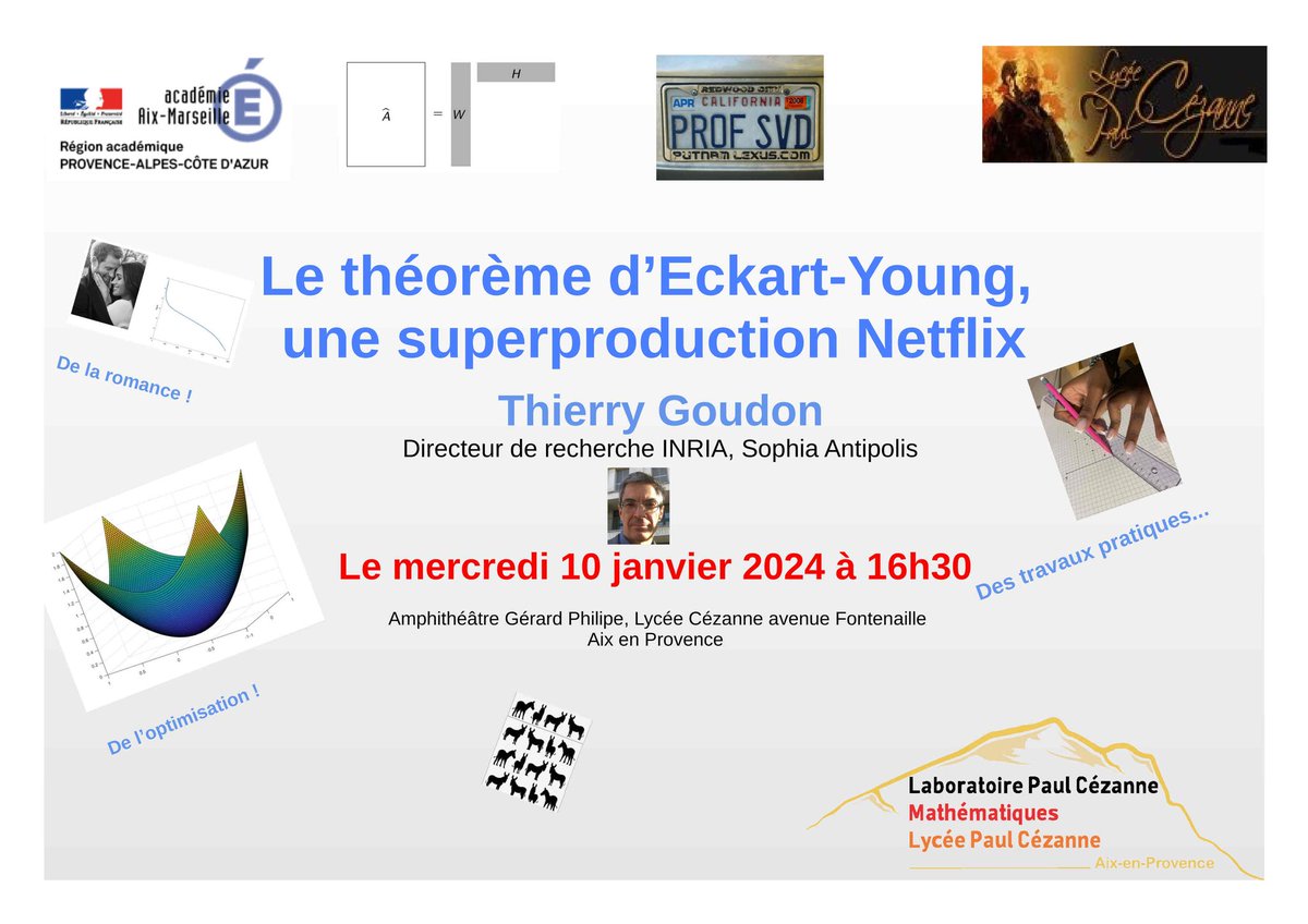 Un invité exceptionnel mercredi 10 janvier 2024 au lycée Cézanne pour une conférence propulsée par une grosse plate-forme de films et de séries...
Merci de répondre en mp si vous êtes intéressé-e et extérieur-e au lycée.
