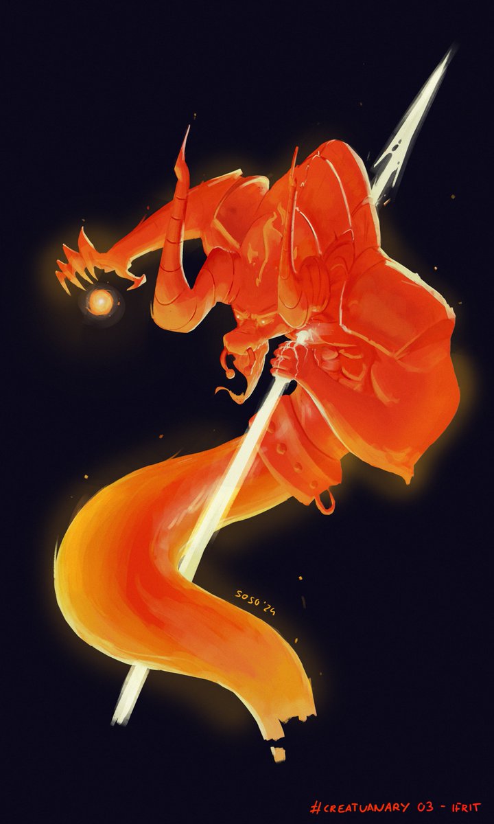 Soso98c's tweet photo. Day 3 - Ifrit #creatuanary2024 #creatuanary #art #ifrit https://t.co/MEmvmWPsVc