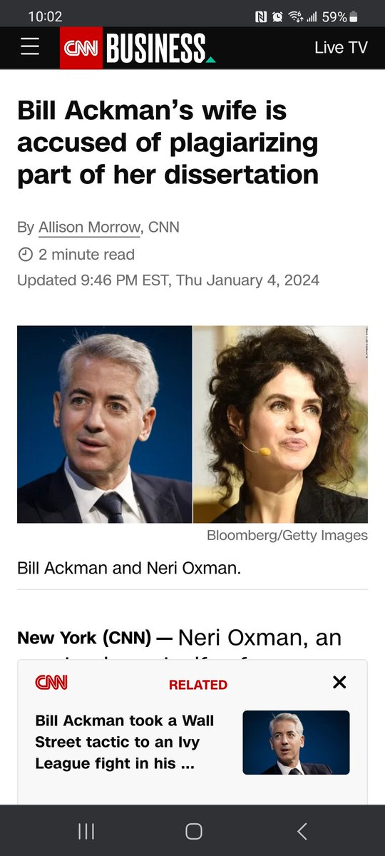 I wonder if Bill Ackmans wife will be attacked like Claudine Gay.  Bill hates technical mistakes.  He led the charge against  Harvards President, and then his lovely wife is caught in the cross hairs of his hate scope. Let's watch this play out.