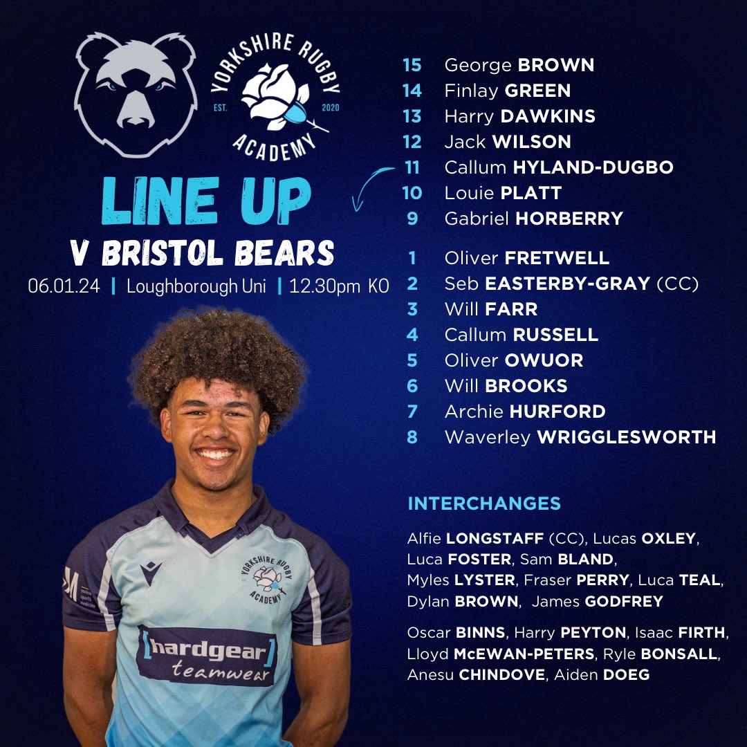 YorksRugbyAcad's tweet photo. 🙌🏼 We are back…

Round 3 of @premrugby Academy League restarts this weekend with Yorkshire having our “bye week” from the competition &amp; opting for a friendly game against @BristolBears

🗓 Sat 06 Jan
🆚 Bristol Bears 🐻
📍 Loughborough University
⏰ 12.30pm KO

#WeLeaveBetter https://t.co/20bRuxsvwr