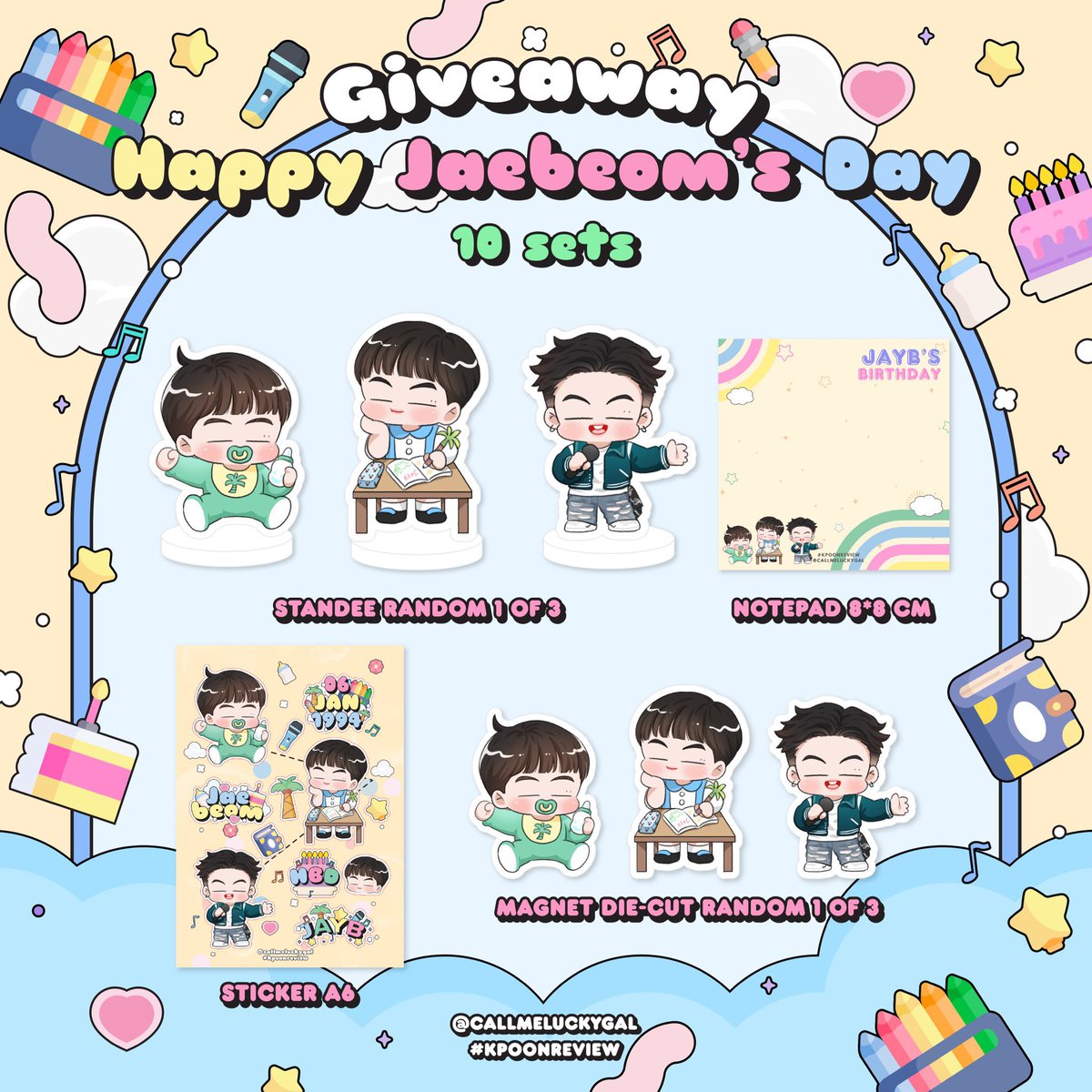 callmeluckygal's tweet photo. ꔛ𓈒*pls rt 

มาร่วมอวยพรวันเกิดพี่แจบอมกันค่ะ🌴
สุ่มแจก กอว เพิ่มอีก 3 เซ็ต (สุ่ม1/3 ลาย)

กติกา👇🏻
รีทวิต+เมนชั่นคำอวยพรพี่แจบอมติดแท็ก
#HAPPYJAEB30MDAY 
#JAYB #Def. @jaybnow_hr https://t.co/scRHdEaOfH