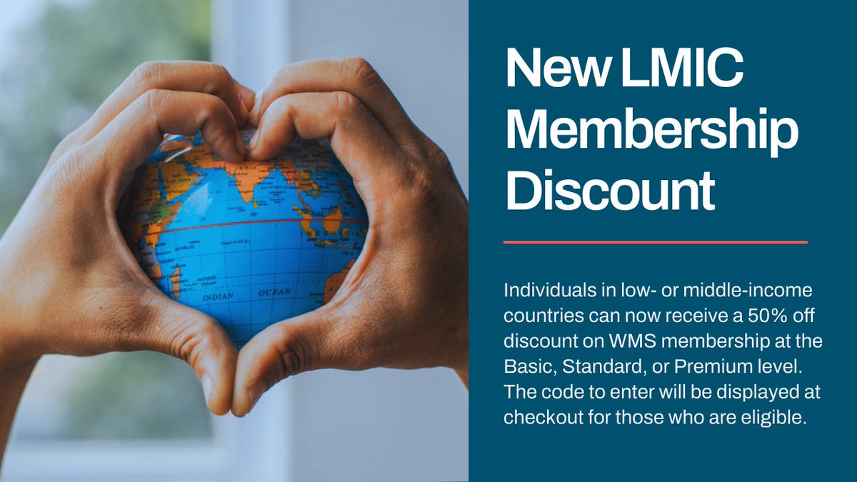 Do you live in an LMIC country or know someone who does that could benefit from WMS membership? We're pleased to announce a new discount that allows them 50% off membership at any level! wms.org/join #bettertogether #inclusivity #diversity #equity #wildernessmedicine