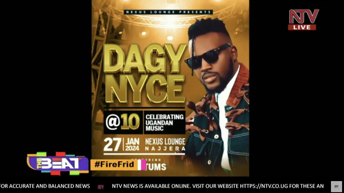 ntvuganda's tweet photo. Our very own @dagy_nyce will be celebrating 10 years in the entertainment industry. Table goes for 1M and UGX 500, 000 shillings.
The rest, entrance is free. #NTVTheBeat #Dagy@10 https://t.co/Y1ZJ82m36F