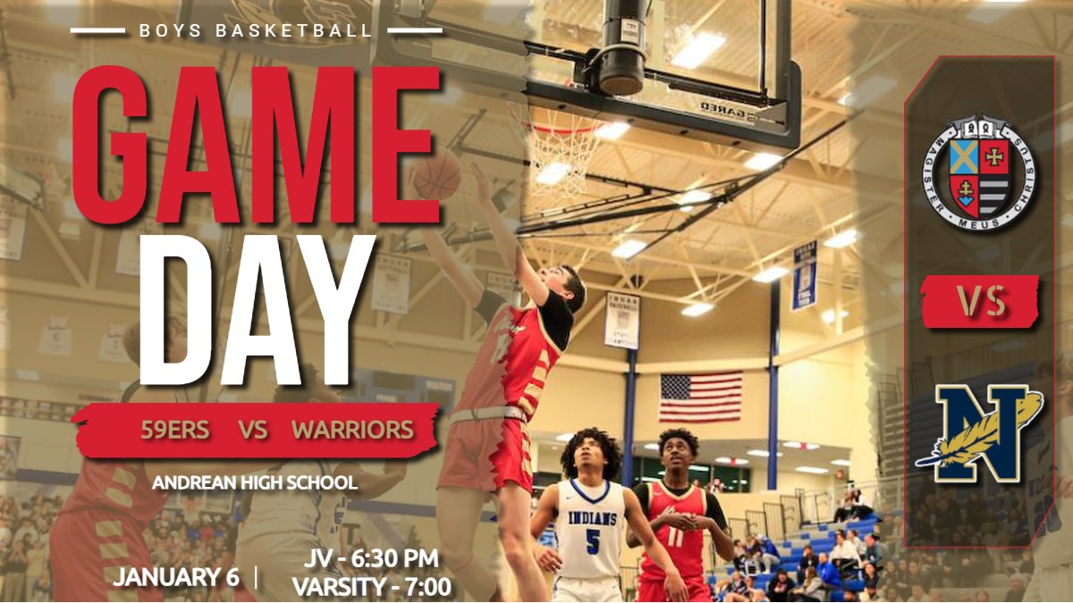 Andrean 59ers (@andrean59ers) on Twitter photo At night, <a href="/59ersBoysHoops/">Andrean 59ers Boys' Basketball🏀</a> takes on rival Bishop Noll in a Catholic Cup Showdown with JV at 5:30 and Varsity starting at 7:00!
And at halftime of the boys game, the <a href="/AHS59erSoftball/">Andrean Softball</a> team will receive their state runner-up rings!
Exciting day of hoops Sat. right here at Andrean! At night, <a href="/59ersBoysHoops/">Andrean 59ers Boys' Basketball🏀</a> takes on rival Bishop Noll in a Catholic Cup Showdown with JV at 5:30 and Varsity starting at 7:00!
And at halftime of the boys game, the <a href="/AHS59erSoftball/">Andrean Softball</a> team will receive their state runner-up rings!
Exciting day of hoops Sat. right here at Andrean!