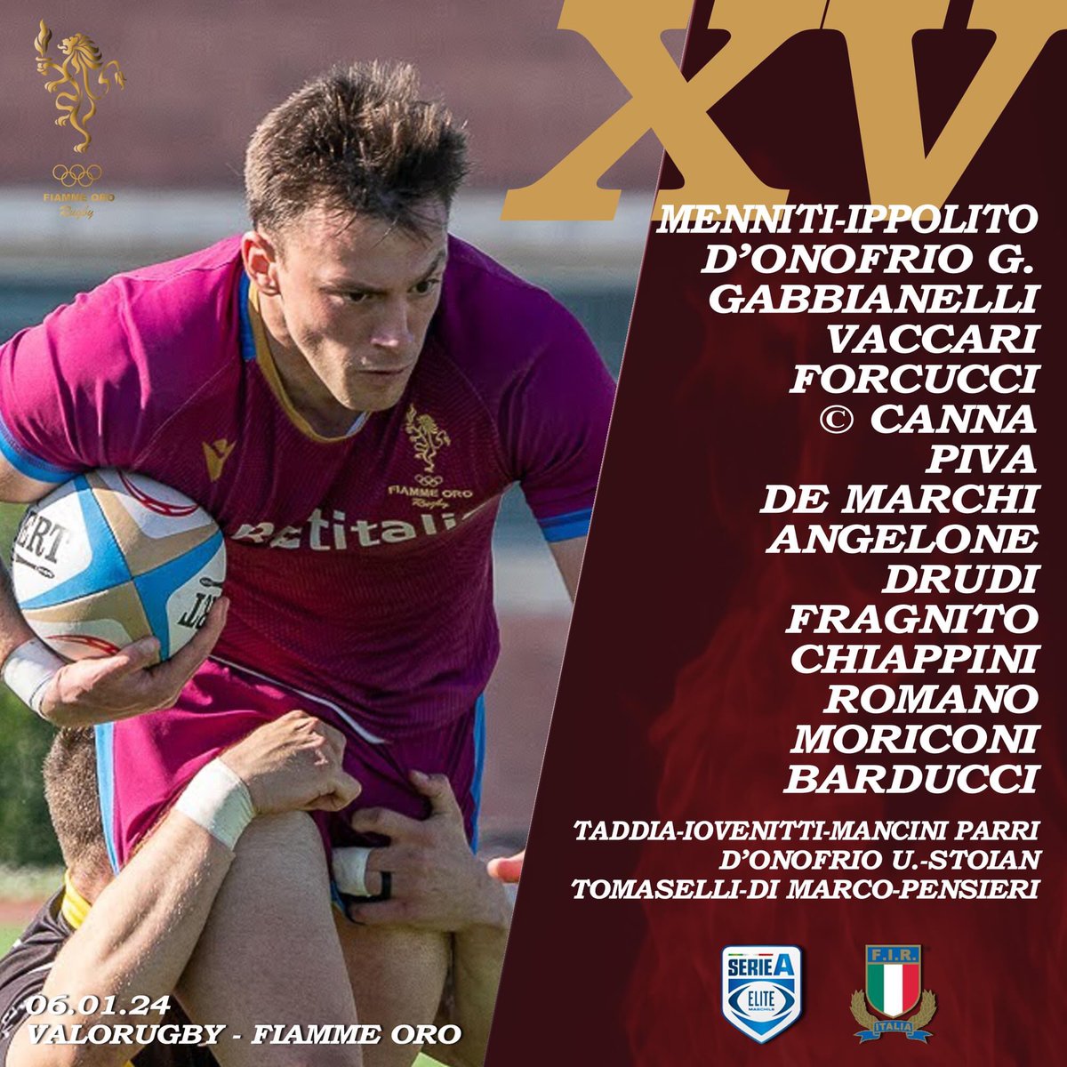 🔥 🏉 Scelte le 23 Fiamme per la sfida con il Valorugby Emilia, sab 06/01 h. 15 diretta <a href="/RaiSport/">RaiSport</a> e <a href="/DAZN_IT/">DAZN Italia</a> 

#noisiamolefiamme #VREvFOR