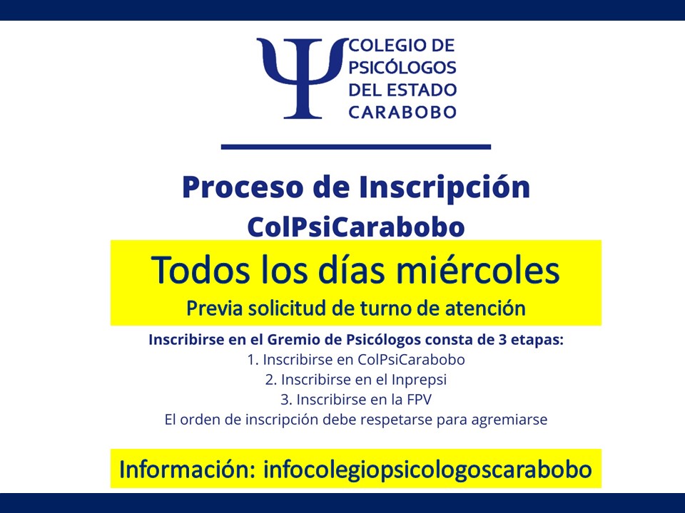 ColPsiCarabobo's tweet photo. Para ejercer la Psicología en Venezuela, deberá cumplir con el Art. 5 de la Ley de Ejercicio de la Psicología:
a) Inscribirse en el Ministerio de Educación, a través de la FPV.
b) En un Colegio de Psicólogos.
c) Ser miembro del INPREPSI.

colegiopsicologoscarabobo@gmail.com https://t.co/NPrlYTFzcS