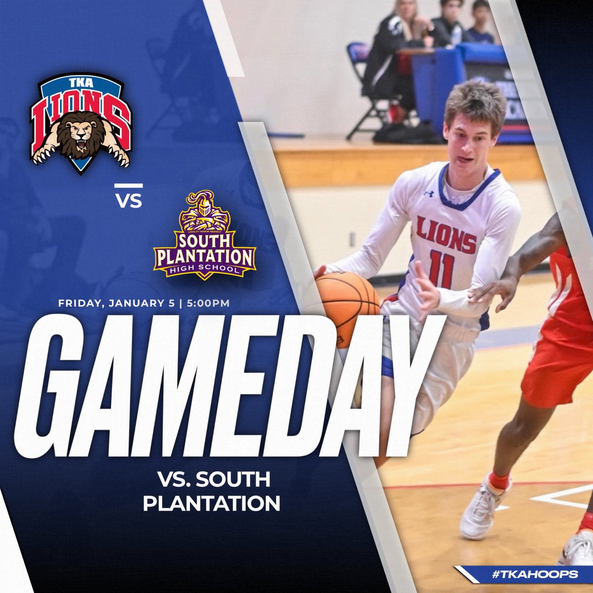 The Lions will take on #7 South Plantation (6A) today in holiday tournament action. Tip off is at 5 pm. #tkahoops 🏀

<a href="/TKAWPB/">The King's Academy</a> <a href="/pbphighschools/">Post on High Schools</a> <a href="/PBCBBallForum/">#PBCHOOPS</a> <a href="/ESPNWestPalm/">ESPN WEST PALM (106.3 FM)</a>