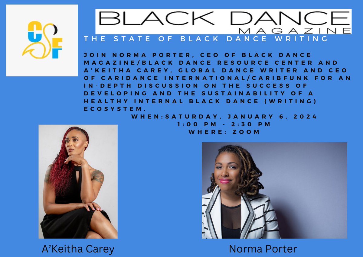 See you tomorrow!

#dancewriting
#blackdance
#dancestudies
#artandculture
#dancearchives

lnkd.in/e6Ves5jz

Meeting ID: 872 8366 5984

Passcode: 792579