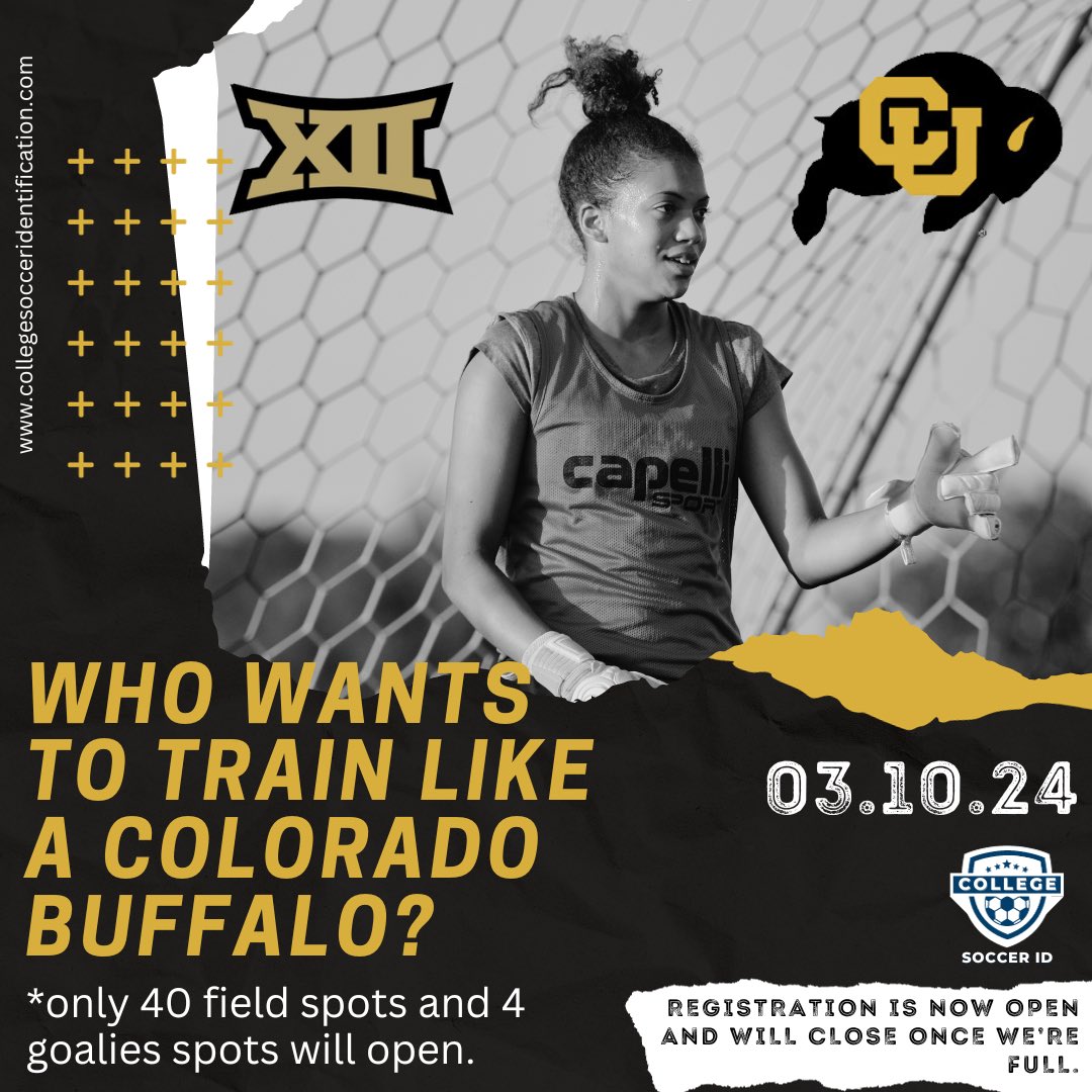 🚨🚨 Registration is now open for our March 10th event! Secure your spot today as this event is sure to sell out. 

Registration will close once we’re at capacity. 

collegesocceridentification.com/spring-24

#collegesoccerid #soccerrecruiting #trainingcenter #coloradobuffs #ecnl #girlsacademy