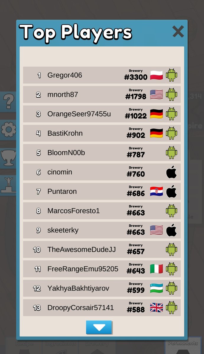 FunnerSoft's tweet image. Congratulations to Gregor406 for finishing 3,300 breweries, and becoming the 2023 Brewmaster Of The Year!
#indiegames #incremental #casual #idler #mobile #indie #indiedev #solodev #hypercasual #clicker
Google Play   bit.ly/fsbbgpan
App Store bit.ly/fsbbasios