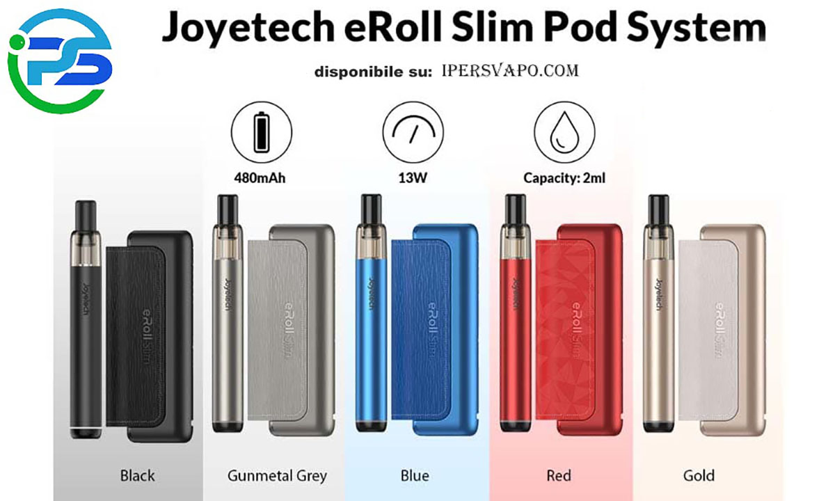 Buy Authentic Joyetech eRoll Slim 480mAh Pod System + 1500mAh PCC Box Black