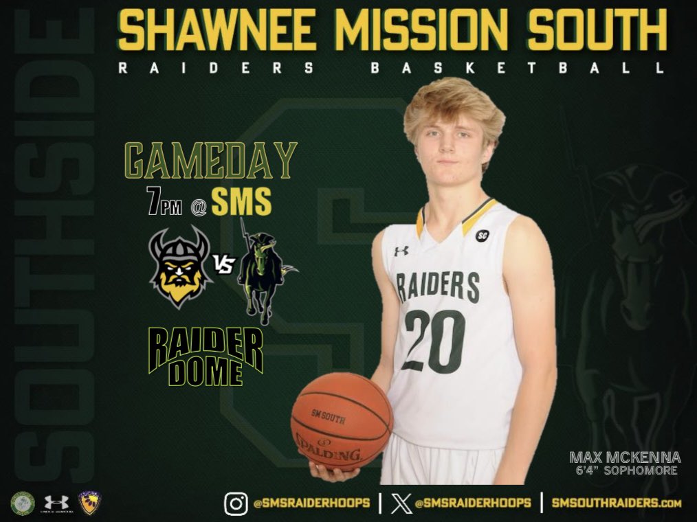 #GAMEDAY Game.05
🆚 Shawnee Mission West Vikings
🗓️ Friday, January 5th
🕰️ JV - 5:30pm▪️Varsity - 7pm
📍 SMS Raider Dome
🎟️ Adults $7▪️Studentd FREE w/ ID
🖥️ NFHS Network
📲 Follow <a href="/SMSRaidersAD/">Mark Mahoney</a> &amp; <a href="/SMSouthTDain/">Dr. Todd Dain</a> for updates!
#NothingGreater🔰#Southside