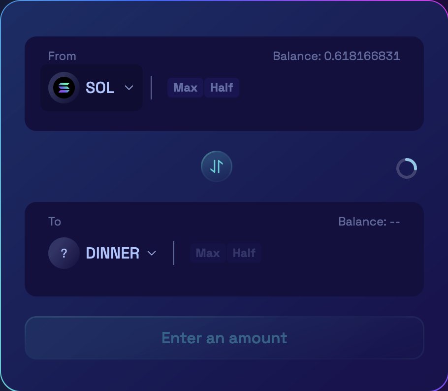 dinnerCoinSol's tweet photo. @RaydiumProtocol was super quick in getting #DINNER prepared. The dessert (logo) is still being made 🫘

Let's all eat #DINNER wif #Solana. 

#memecoins #Solana #lowcapgem #1000x https://t.co/o6VUibgMok