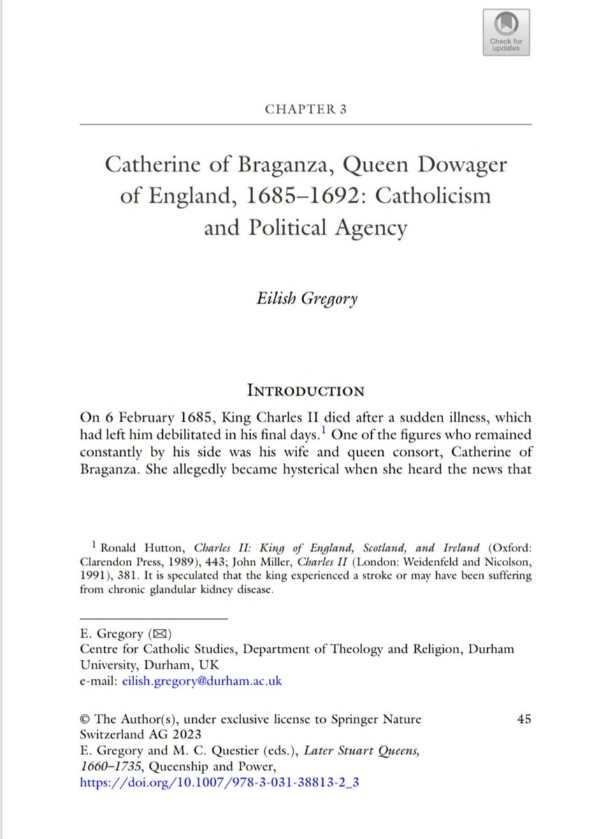 A lovely surprise in my inbox that my edited collection Later Stuart Queens has now been published! It is lovely to finally see this out, having originally started the CFC during the first waves of pandemic. It has been a pleasure working with all the contributors and 1/