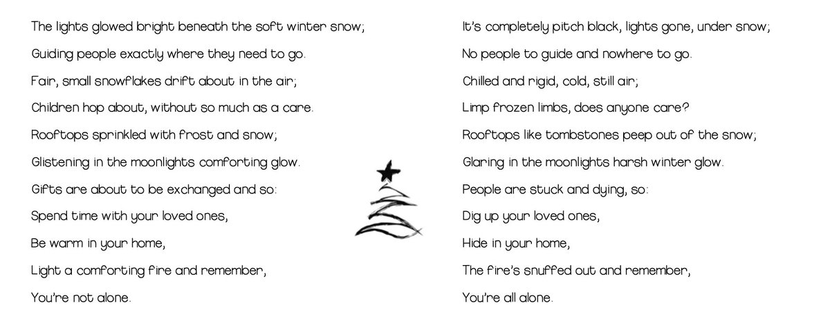 AshfordEnglish's tweet photo. Before the end of last term, Year 9 were given the challenge of writing their own parody of the Twas the Night Before Christmas vs The Nightmare Before Christmas. Have a read of one their attempts! https://t.co/2elK2aiKM5