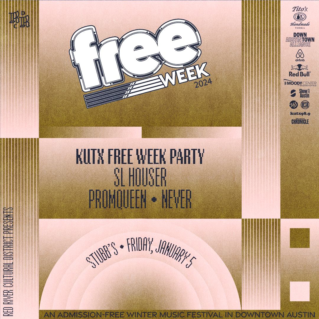 #FreeWeekATX is here! The KUTX show is TONIGHT inside at @StubbsAustin -- and guess what? It's FREE! 🙌 We want to see you there! 😘 The sweet line-up: 9p: S.L. Houser @shouserrr -- our Artist of the Month! 10p: promqueen 11p: Never Get more info: kutx.org/kutx-presents/…