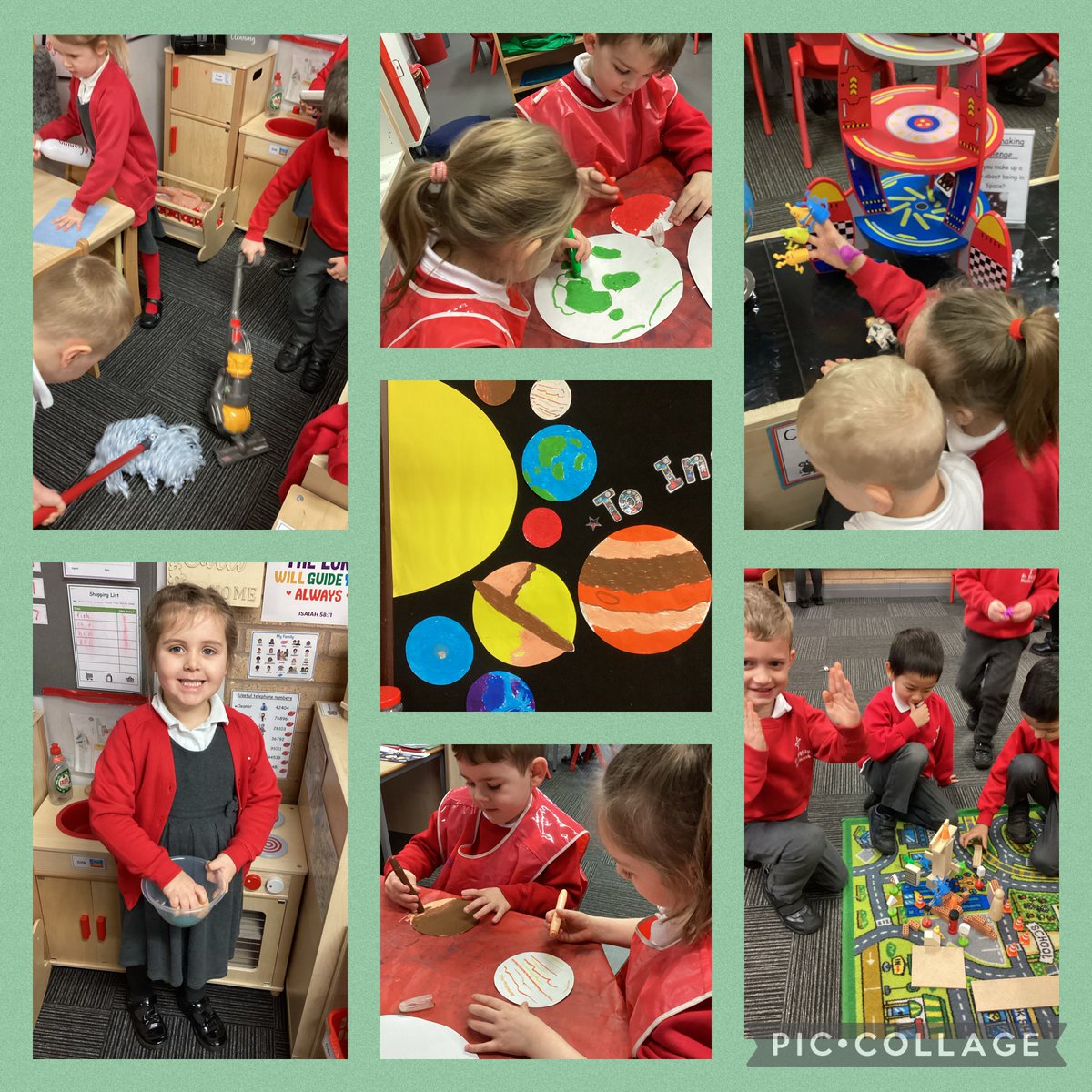 StPhilipsRA's tweet photo. We are thoroughly enjoying learning about space and the solar system, our enthusiasm has been incredible! We are working hard on sharing, taking turns and showing fairness. We loved tidying the house yesterday and making up space stories in the construction area! #teamstphilips https://t.co/skfcI4nLsN