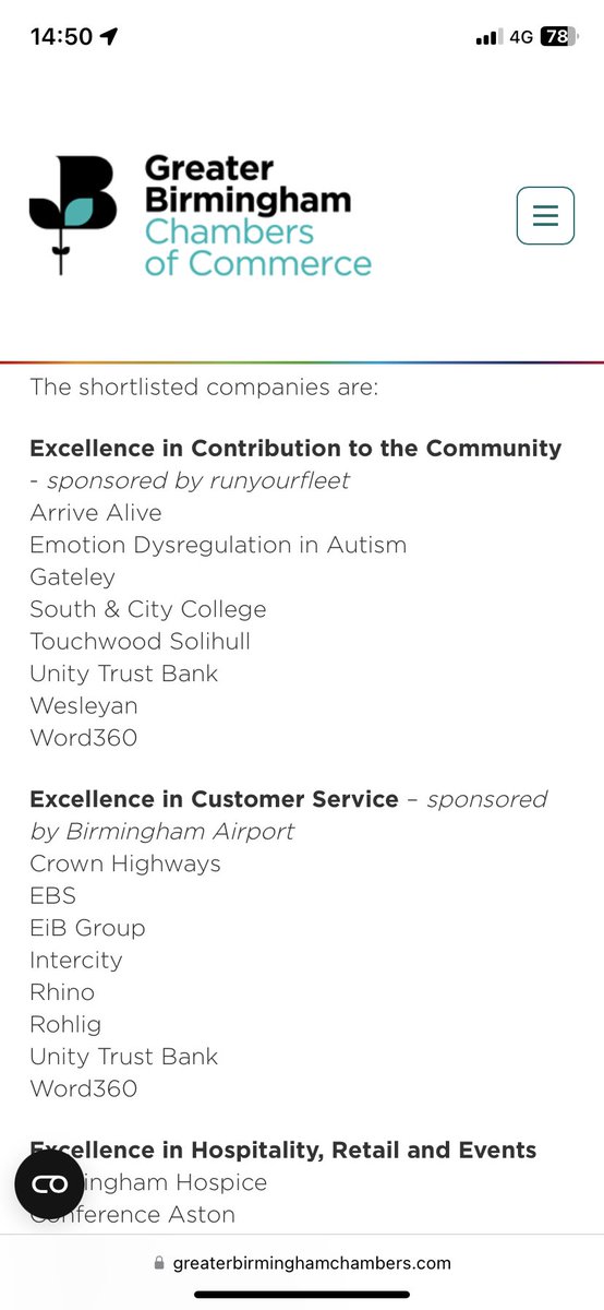 Starting the year with a BANG 💥💥we have been shortlisted for a #GBCC24 award for contributions to the community! Fingers crossed for us! greaterbirminghamchambers.com/resource/bumpe…