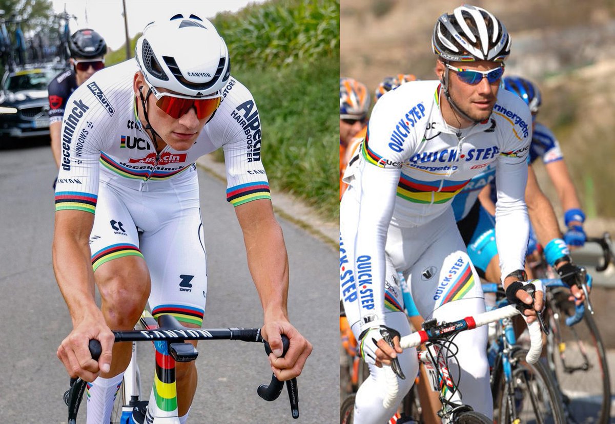 AtlantaRouleur's tweet photo. The style similarities between Tom Boonen and Mathieu van der Poel are too good to ignore🕶️ 

The mullet in the 🌈bands, the #wittebroek and the 🟨Lambo's 

It's super cool that pro cycling has a rockstar back in the peloton again 😎🎸

#Mullet #LamboPoel #Tommeke #Vanderghini https://t.co/4yS0MoWZdm