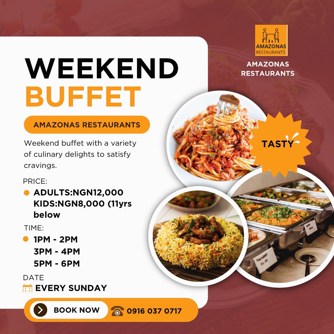 AmazonasRest's tweet photo. Indulge in a mouthwatering weekend feast at our restaurant! Enjoy an irresistible buffet spread filled with delectable flavors. Book your table now and savor the culinary delights!

https://t.co/rF8qS6fQZG
#weekend #food https://t.co/ylaggoGCWw