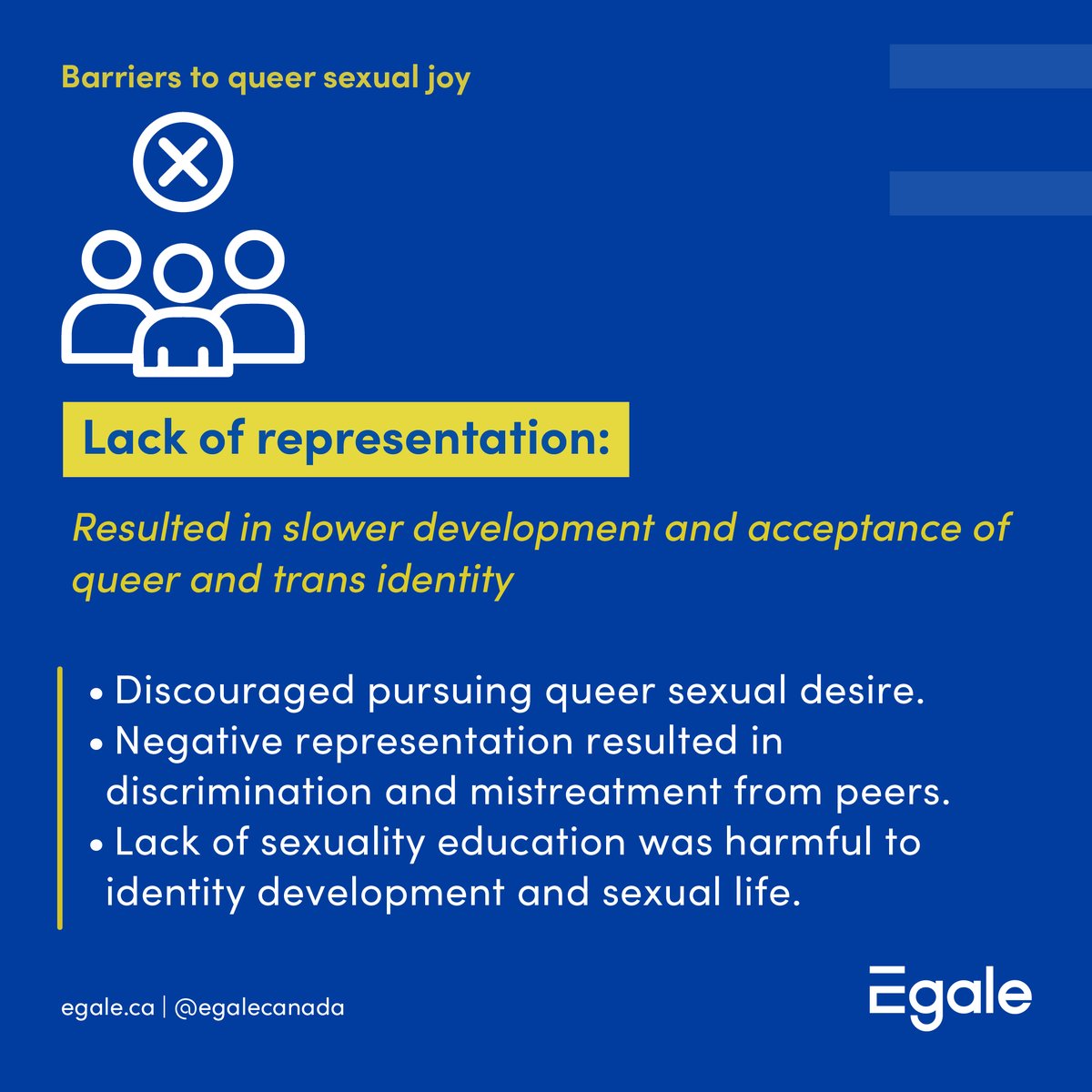 The report analyzes how these barriers are connected to oppressive systems and attitudes, including transphobia, homophobia, sexism, racism, ableism, classism, and dominant sexual culture (cisheteronormativity/cisheteropatriarchy). Read the full report: egale.ca/awareness/qsj/