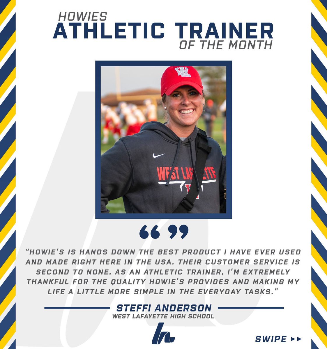 howiestape's tweet photo. Congrats to Steffi Anderson for being nominated as this month's #ATofTheMonth Steffi is an AT at West Lafayette High School! Congrats Steff! #StickWithTheBest https://t.co/wvkVcD7Nt8