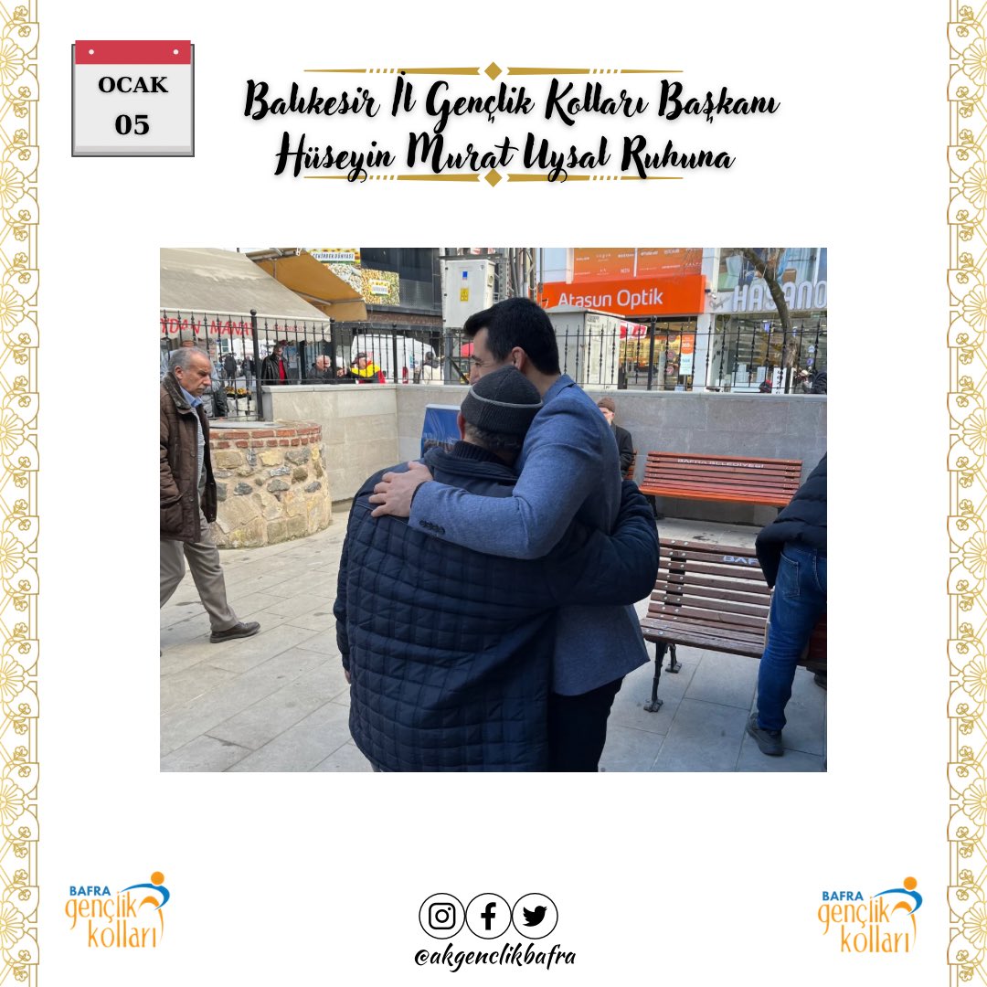 AkGenclikBAFRA's tweet photo. Kısa bir süre önce kaybettiğimiz Balıkesir İl Gençlik Kolları Başkanımız, Yol ve Dava Arkadaşımız Hüseyin Murat UYSAL Adına Cuma Namazı Sonrası İkramda Bulunduk.  

Acımız Taze, Üzüntümüz Derin...
Ak Gençlik Vefadır bilene. 

Rabbim Kaybettiğimiz Tüm Geçmişlerimize Rahmet Eylesin https://t.co/eYn1usSaXT