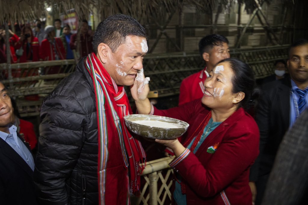 PemaKhanduBJP's tweet photo. Eagerly awaiting Si Donyi celebrations! 

Visited the festival ground where I will be joining the Tagin sisters &amp; brothers for memorable festivities tomorrow. 

1/3 https://t.co/G92RSnsUkJ