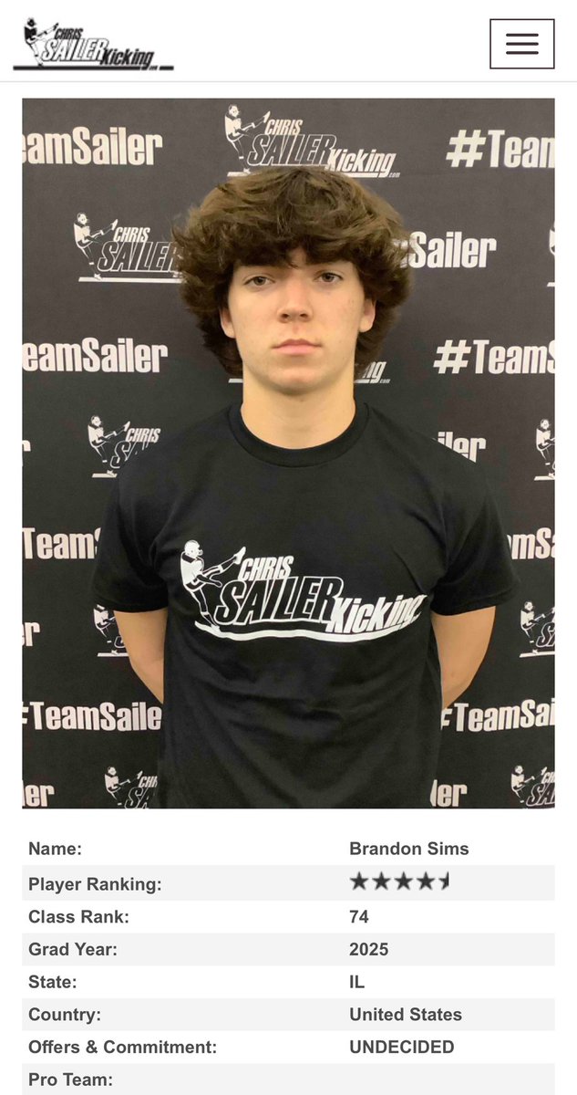 BSims2207's tweet photo. After a great camp in Chicago, I am thankful to have received a 4.5⭐️ ranking. I also appreciate the write up, and to be noticed as the 74th ranked kicker in the class of 2025. 
@Chris_Sailer @CSKRECRUITING https://t.co/dpZcLA6PCv