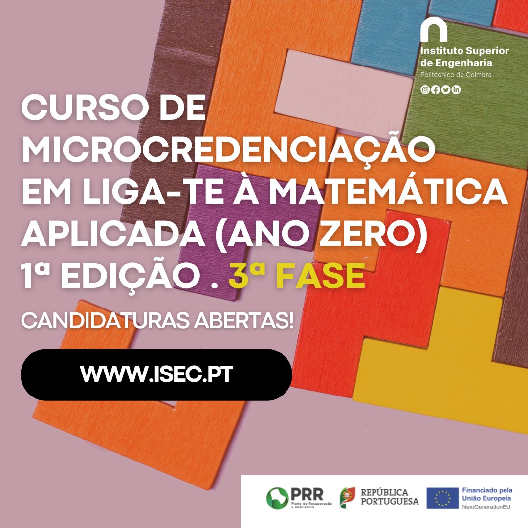 Prazo de candidatura: 22.jan.24
Mais informações: isec.pt/PT/Destaque.as…