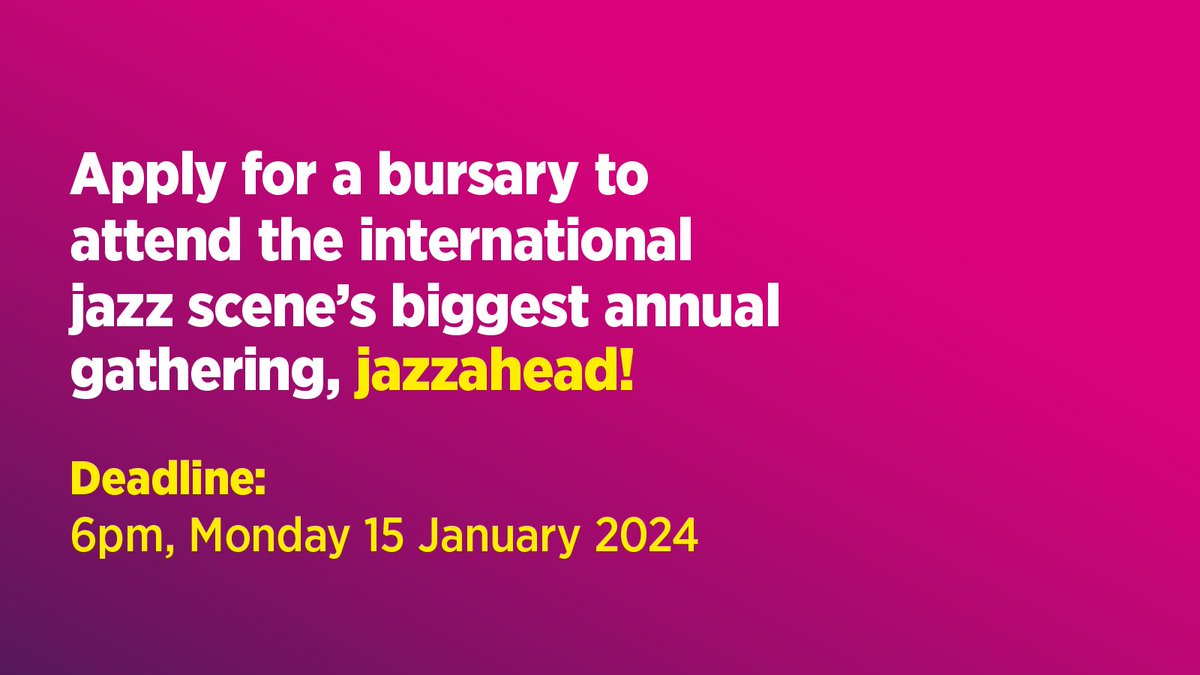 15 January is the deadline for artists based in Scotland to apply to attend @jazzahead! 2024 This is a great career opportunity where you can make connections with industry professionals from all over the world 🌍 🚨 Apply by 15 January 2024 pulse.ly/tpamwuuk0a