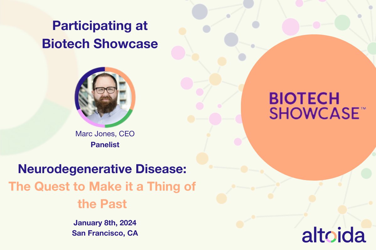 altoida's tweet photo. Our CEO, @jonesm,  joins the #BiotechShowcase panel on Jan 8 in SF to explore biopharma, drug discovery, and therapeutics trends. 🧠Marc will share insights on neurodegenerative diseases, highlighting Altoida's precision neurology efforts. Join us! 📷#JPM2024 #Altoida #Alzheimers https://t.co/PgWQmUm2OK