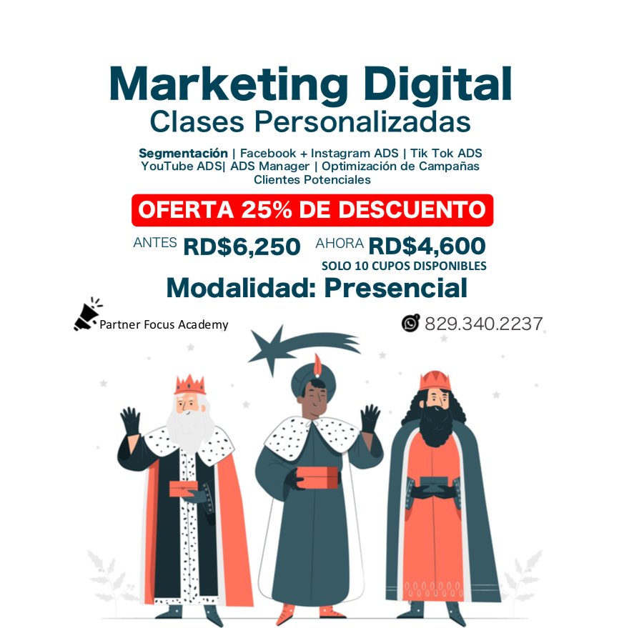 partnerfocus's tweet photo. 😍🔥🎊🎉 Clases Personalizada de Marketing Digital 𝗦𝗼𝗹𝗼 10 𝗰𝘂𝗽𝗼𝘀 𝗱𝗶𝘀𝗽𝗼𝗻𝗶𝗯𝗹𝗲𝘀 Enero  𝟮𝟬𝟮4
.
APRENDE a promover, posicionar, captar oportunidades de ventas y dar seguimiento de clientes.

Son *clases personalizadas dónde solo está usted y el facilitador* https://t.co/GeajHNzNQk