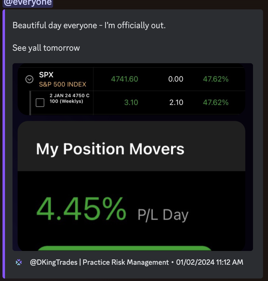 DKingTrades's tweet photo. What a phenomenal start to 2024. 

Everything was well executed this week and day was finished by 10:30am every single day. https://t.co/Us6m1RQauj