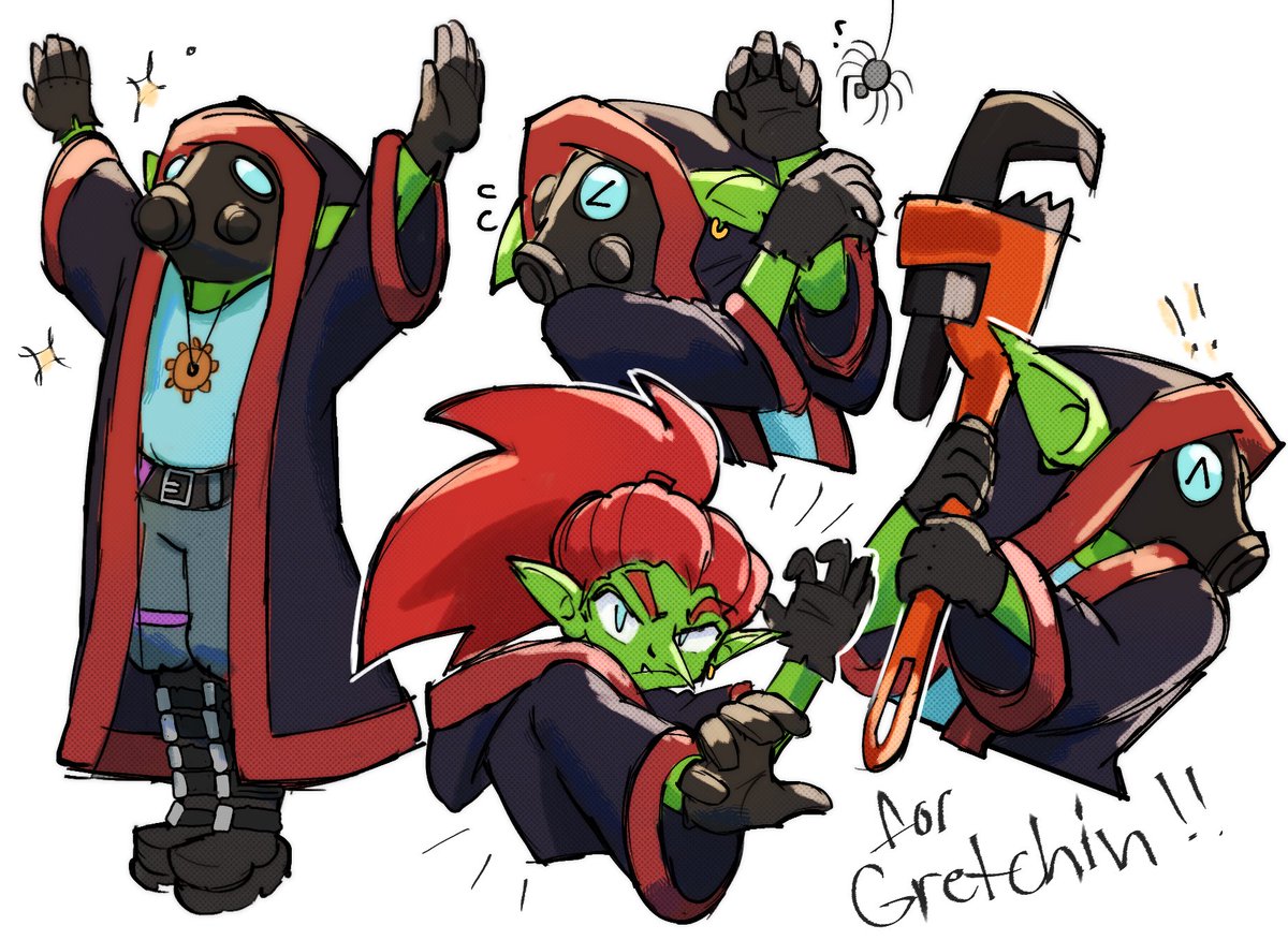 GretchinLuva's tweet photo. Hi I'm Gretchin the goblin merc, I stream miniature painting and gaming related stuff.

Character reference sheet n sketch page by @ginkoginkgo
Png tuber model by @lililunna_ 
Both wonderful artists that you should check out. https://t.co/rRIvlB5PDU