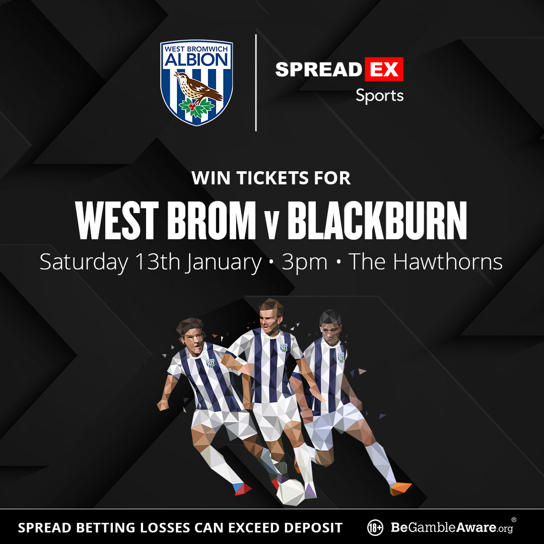 SpreadexSport's tweet photo. 🚨Competition Time🚨

How do you fancy the chance to win tickets to @WBA  🆚 Blackburn Rovers?!🎟️

For the chance to win🥇

1⃣ Follow us + Repost this post + Tag a mate♻️
2⃣ Enter your details in the entry form below⤵️
https://t.co/TQBhYWrOhD

TS&amp;C's Apply🔞 https://t.co/3MzKQCPsel