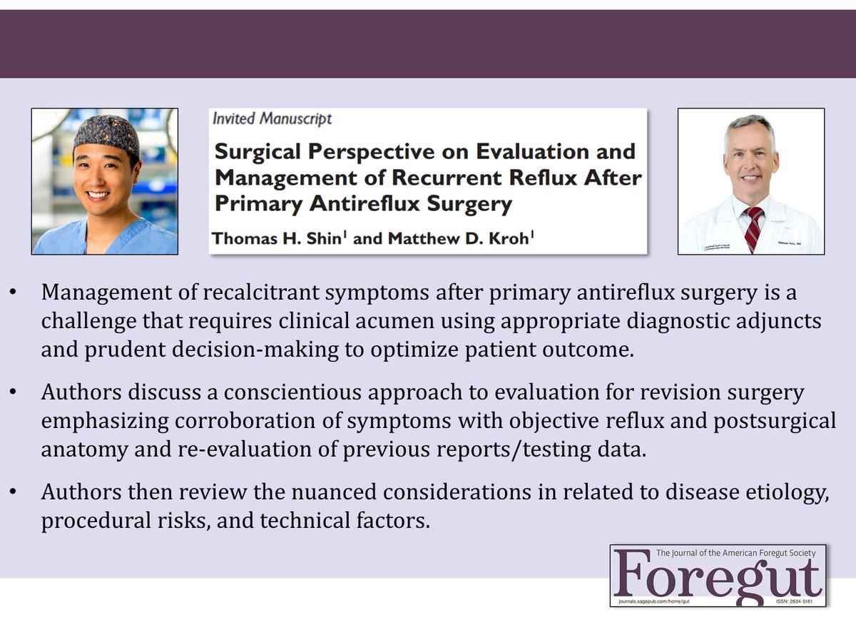 Surgical Perspective on Evaluation and Management of Recurrent Reflux After Primary Antireflux Surgery by Drs. @TomShin_ & @matthew_kroh 📕Read here: journals.sagepub.com/doi/full/10.11… #GERD #GITwitter #MedTwitter #SurgTwitter @CCFSurgery @ClevelandClinic