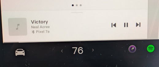 lil_hansel's tweet photo. @Tesla Correct me if I am missing something, but is there a reason that the Tesla media player can't add a line for the album name? Or any other integration with Spotify or Android Auto/CarPlay? For a car that prides itself on the software, this is one area I find to be lacking. https://t.co/Yars3n6HNJ