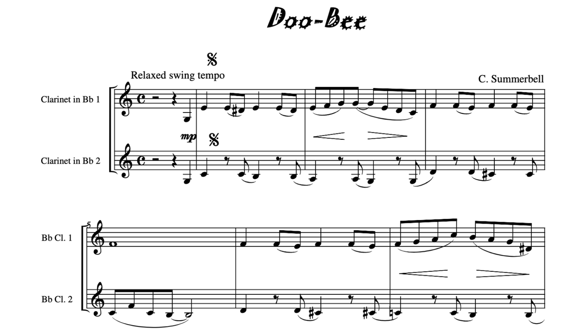 clarisheets's tweet photo. Clarinet Duet: "Doo-Bee" - available now at https://t.co/ncn3aZEC2N https://t.co/OOtIyIsiS0
