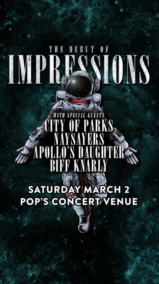 City_of_Parks's tweet photo. WE’RE BACK! It’s been awhile, but we are so excited to be back at Pop’s and supporting the dudes in Impressions for their debut show! We’ve got tickets on sale now, hit us up or buy online through the link in our bio! https://t.co/oHHzoQx3xb