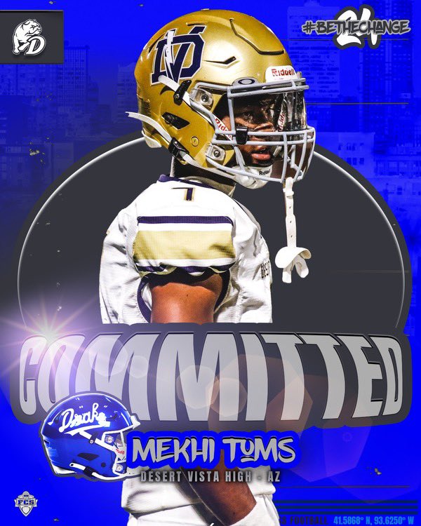 Blessed to announce my commitment to Drake University to continue my academic and athletic career! Thank you to all my family, friends, and coaches who helped me get to where I am today. Excited for the future! <a href="/DrakeBulldogsFB/">Drake Football</a> <a href="/tstepsis/">Todd Stepsis</a> <a href="/FBCoachButt/">CJ Butt</a>